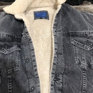 Zara man denim and sheepskin jacket size s